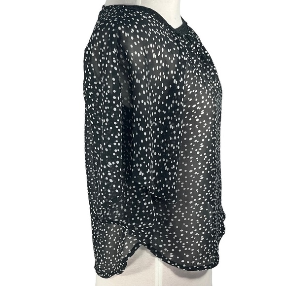 newberry sheer top butterfly circular sleeves black white polka dots size 12 - Picture 2 of 10